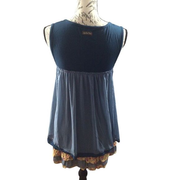 Woman’s Matilda‎ Jane School Spirit Multi Layer Floral Ruffle Blue Tunic Tank S - Picture 6 of 9